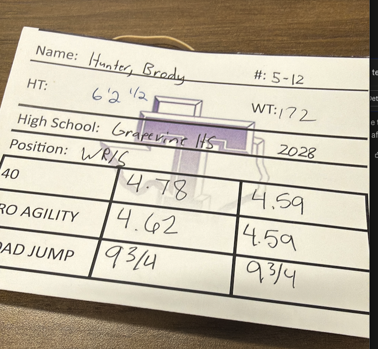 Tarleton State camp card — Brody Hunter measurables verified by staff